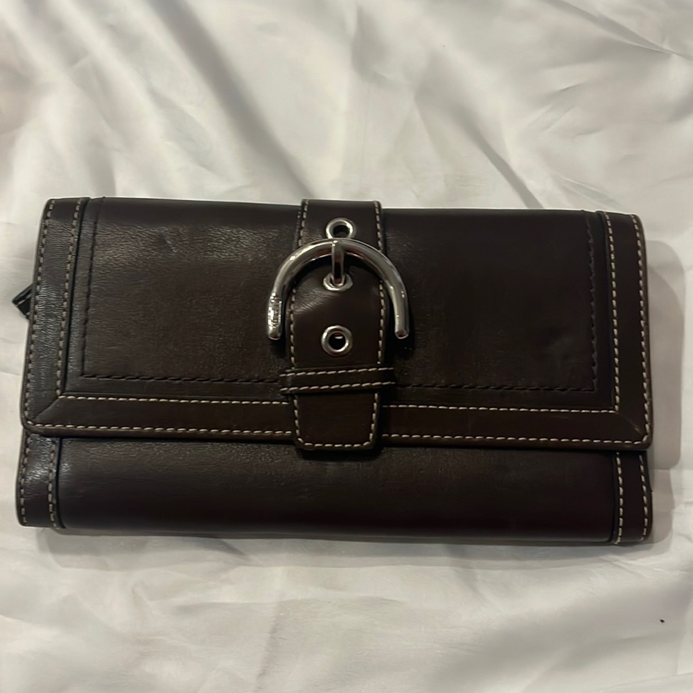 Coach leather soho checkbook wallet